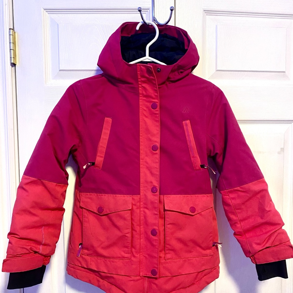 Bright coloured kids winter jacket.